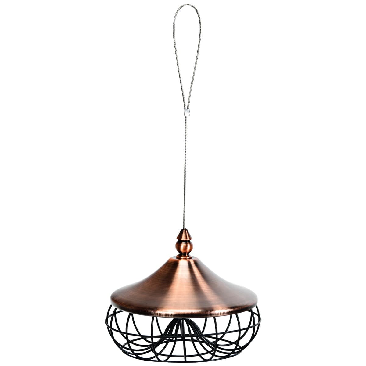 CostwayMangeoire pour Oiseaux Distributeur de Nourriture pour Oiseaux Sauvages à Suspendre en Extérieur pour Boules de Graisse