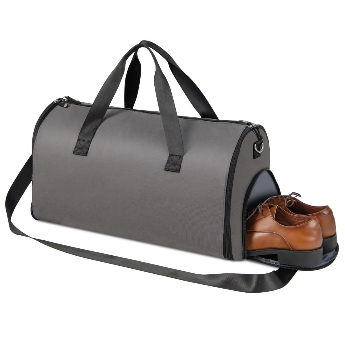 CostwaySac à Vêtements de Cabine Sac De Sport Convertible 2 en 1 avec Poche à Chaussures Bandoulière Réglable et Amovible 50L Gris