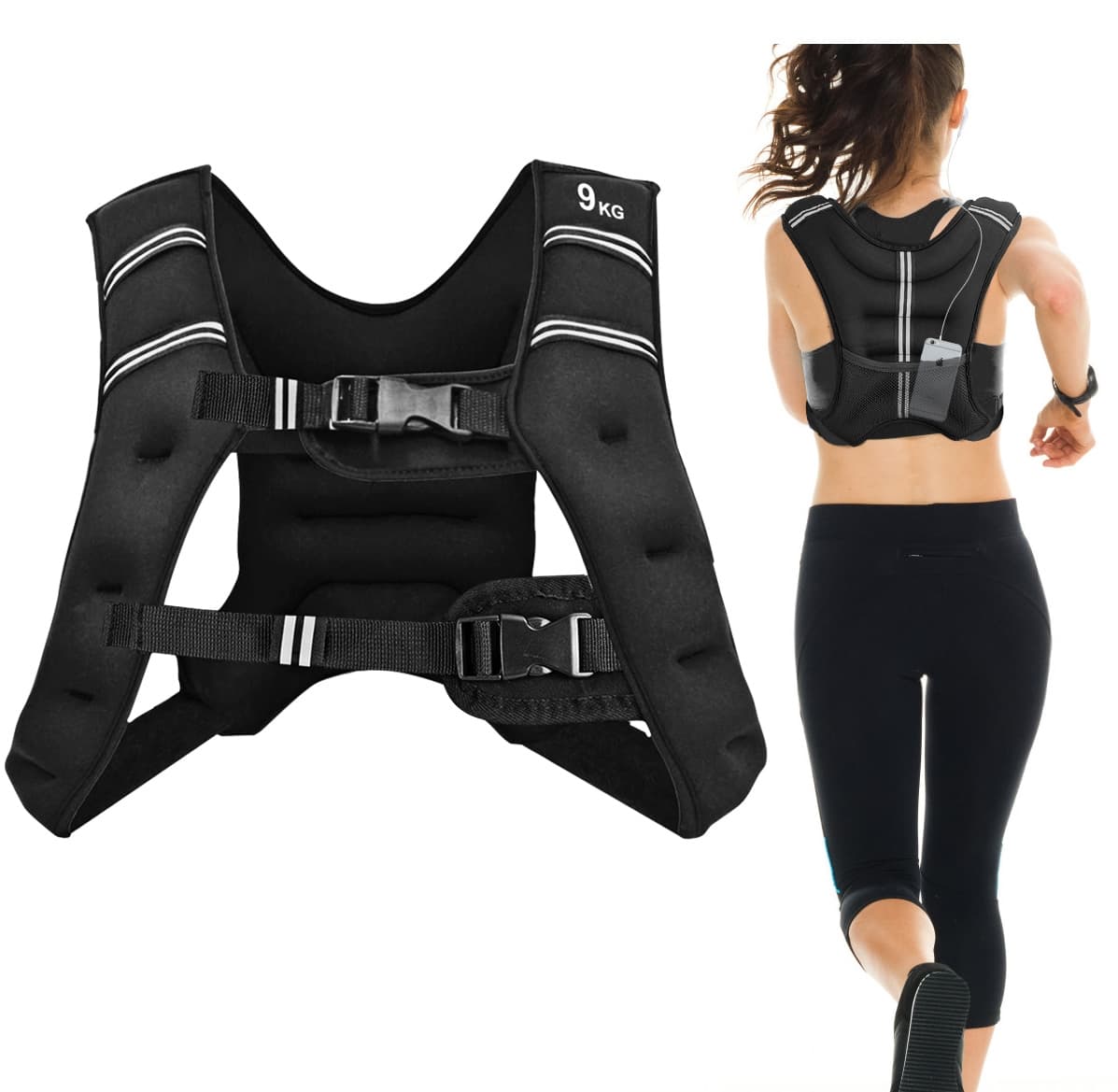 CostwayGilet Lesté de 9KG avec Sangles Réglables pour Gym Formation Liberté de Mouvement Optimale
